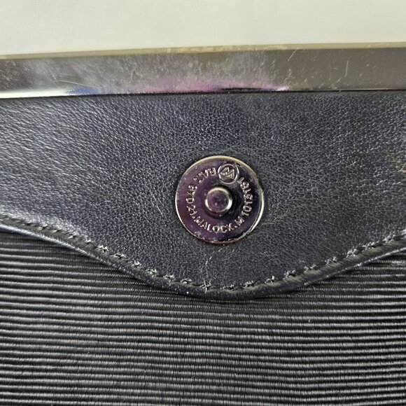 BCBGMaxAzria Leather Snakeskin Print Clutch Silver Stud Embellishment Black Trim - Picture 10 of 16